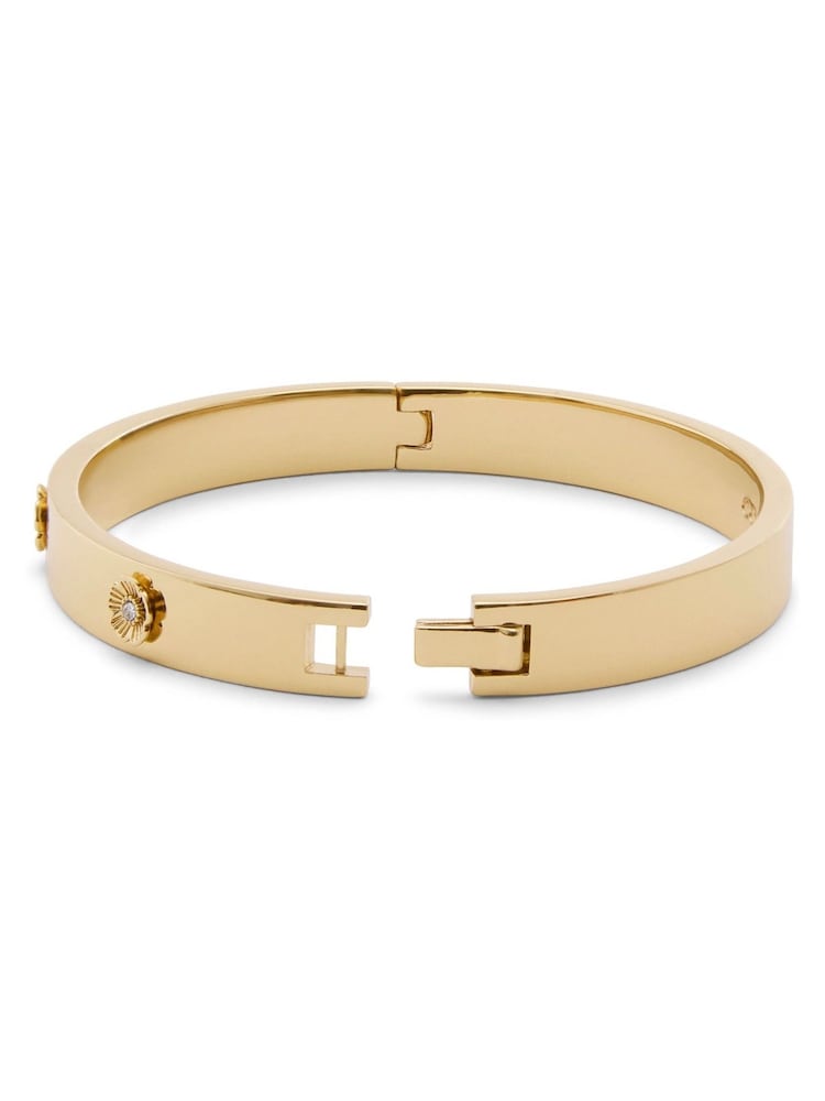COACH Gold Tone Signature Tea Rose Bangle Boxed Bracelet - Image 4 of 5