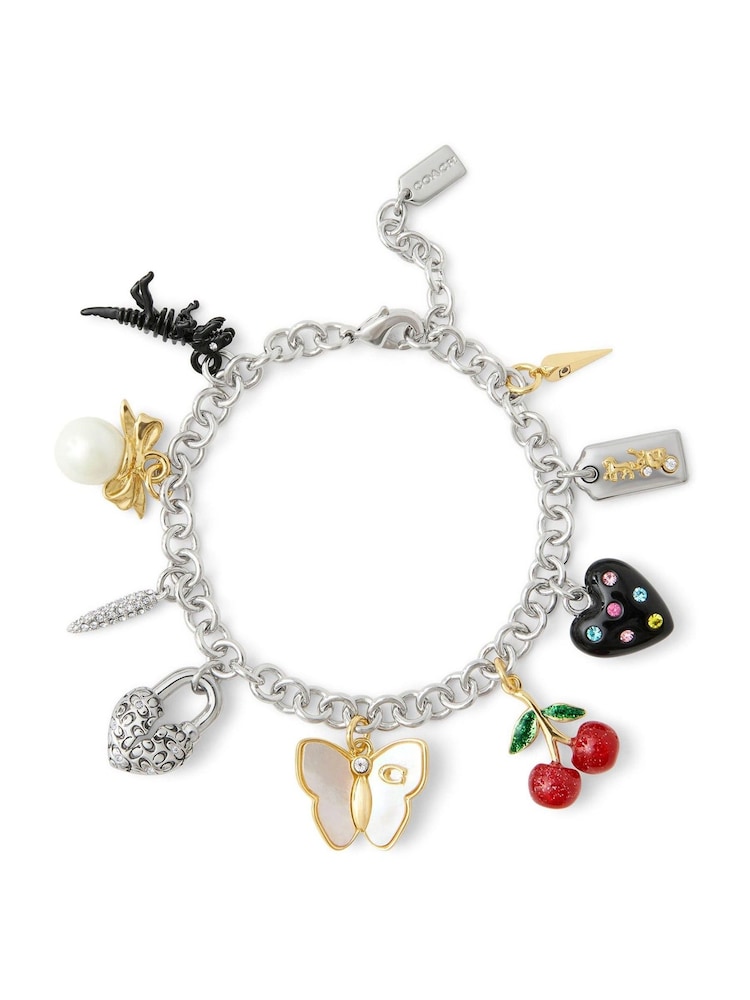 COACH Silver Tone Statement Signature Charm Bracelet - Image 1 of 4