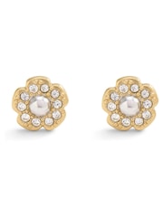 COACH Gold Tone Signature Mini Tea Rose Stud Earrings - Image 1 of 3