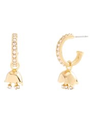 COACH Gold Tone Floral Huggie Hoop Earrings - Image 1 of 3