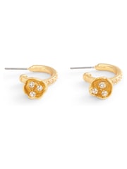 COACH Gold Tone Floral Huggie Hoop Earrings - Image 2 of 3