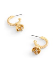 COACH Gold Tone Floral Huggie Hoop Earrings - Image 3 of 3