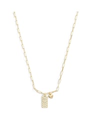COACH Gold Tone Signature Quilted Cut Out Hangtag Pendant Necklace - Image 2 of 4