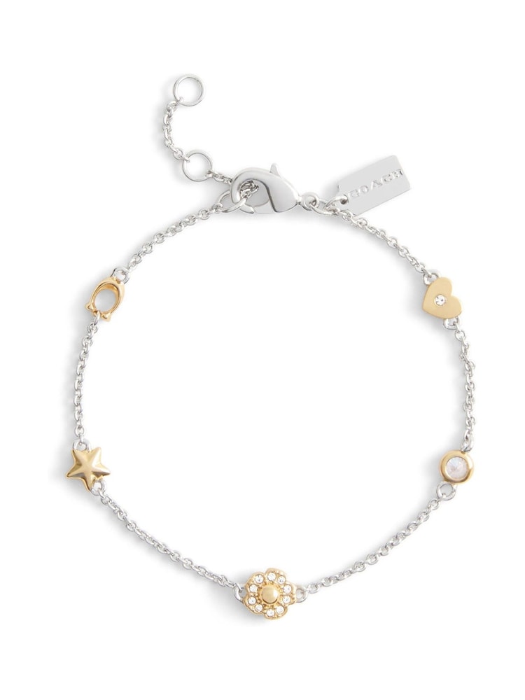COACH Gold Tone Signature Tea Rose Heart Strand Bracelet - Image 1 of 5