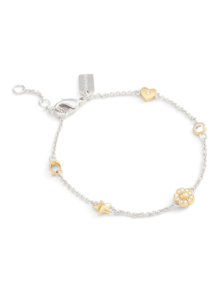 COACH Gold Tone Signature Tea Rose Heart Strand Bracelet - Image 2 of 5