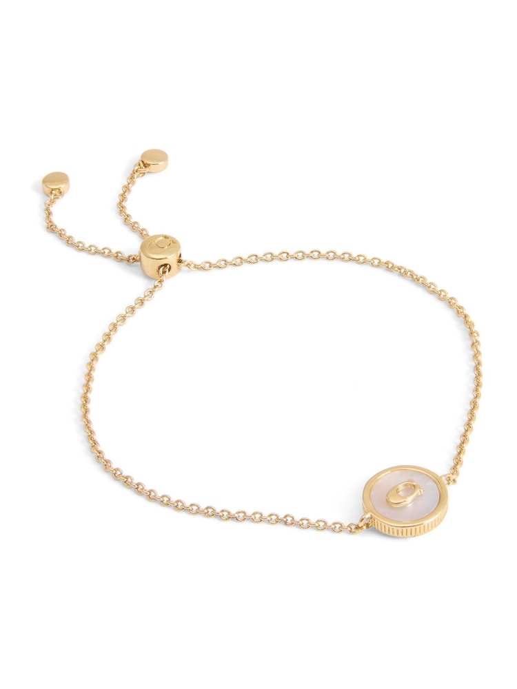 COACH Gold Tone Signature Mother of Pearl Coin Slider Bracelet - Image 2 of 3