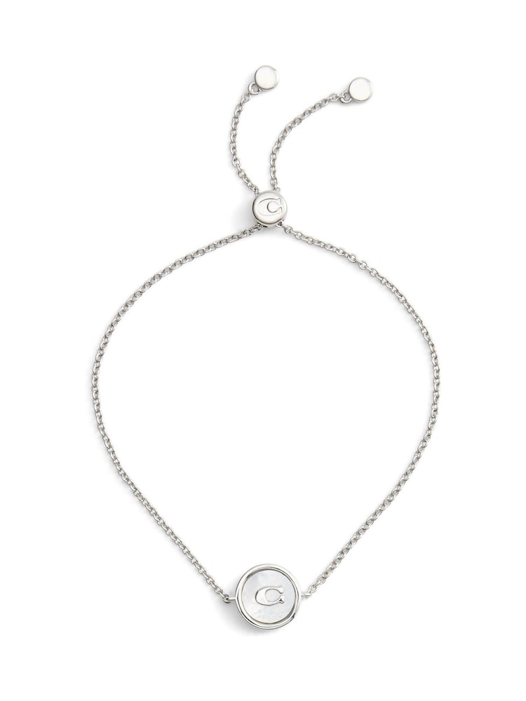 COACH Silver Tone Signature Mother of Pearl Coin Slider Bracelet - Image 1 of 4