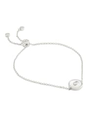 COACH Silver Tone Signature Mother of Pearl Coin Slider Bracelet - Image 2 of 4