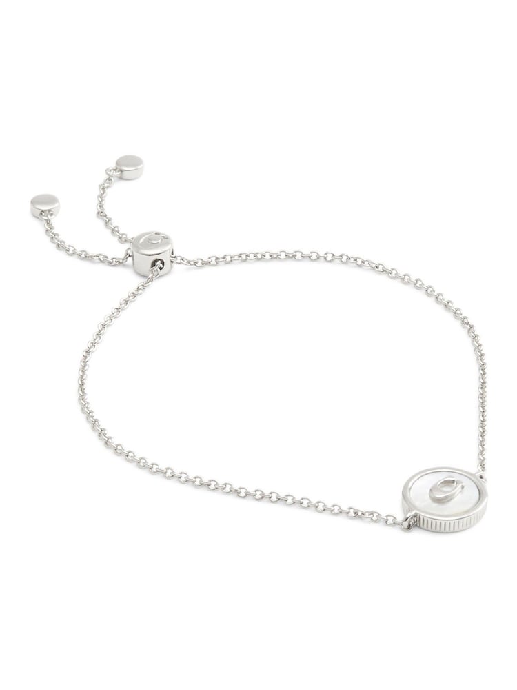 COACH Silver Tone Signature Mother of Pearl Coin Slider Bracelet - Image 2 of 4