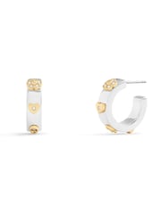 COACH Gold Tone Signature Tea Rose Huggie Earrings - Image 1 of 3