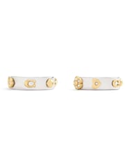 COACH Gold Tone Signature Tea Rose Huggie Earrings - Image 2 of 3