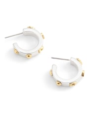 COACH Gold Tone Signature Tea Rose Huggie Earrings - Image 3 of 3