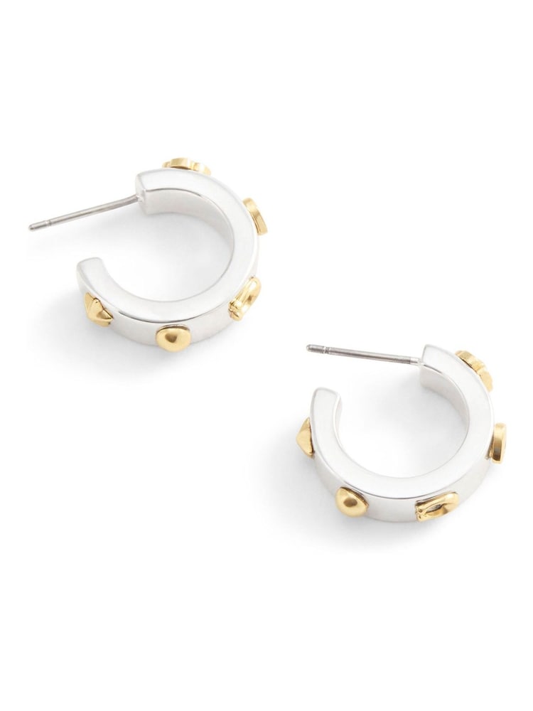 COACH Gold Tone Signature Tea Rose Huggie Earrings - Image 3 of 3