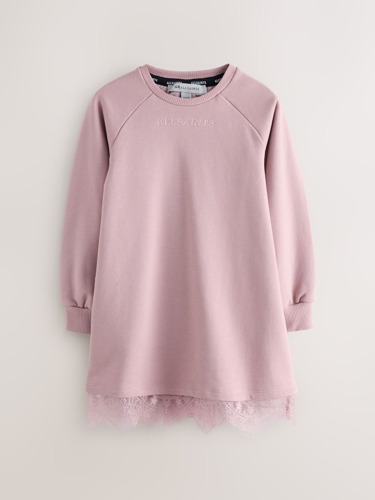 smALLSAINTS Pink Lee Lace Sweat Dress - Image 1 of 5 smALLSAINTS Pink Lee Lace Sweat Dress - Image 1 of 5