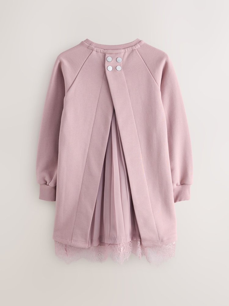 smALLSAINTS Pink Lee Lace Sweat Dress - Image 2 of 5 smALLSAINTS Pink Lee Lace Sweat Dress - Image 2 of 5
