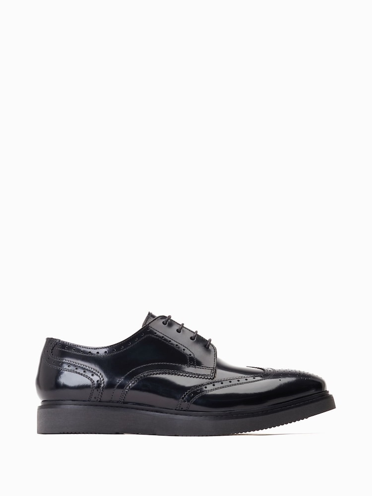 črna - Base London Joe Lace Up Brogue Shoes - Slika 1 iz 6
