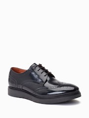 črna - Base London Joe Lace Up Brogue Shoes - Slika 3 iz 6
