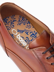 Base London Waxy Tan Brown Angelo Lace-Up Toe Cap Oxford Shoes - Image 7 of 7