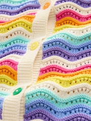Little Bird by Jools Oliver Pastel Wavy Stripe Knitted Cardigan - Imagem 4 de 4