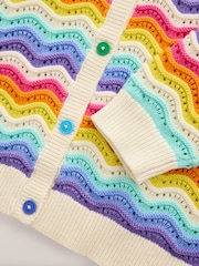 Little Bird by Jools Oliver Multi Pastel Wavy Stripe Knitted Cardigan - Image 9 of 10