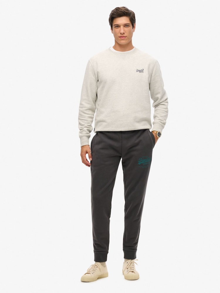 Superdry Black Classic Vintage Logo Graphic Joggers - Image 1 of 4