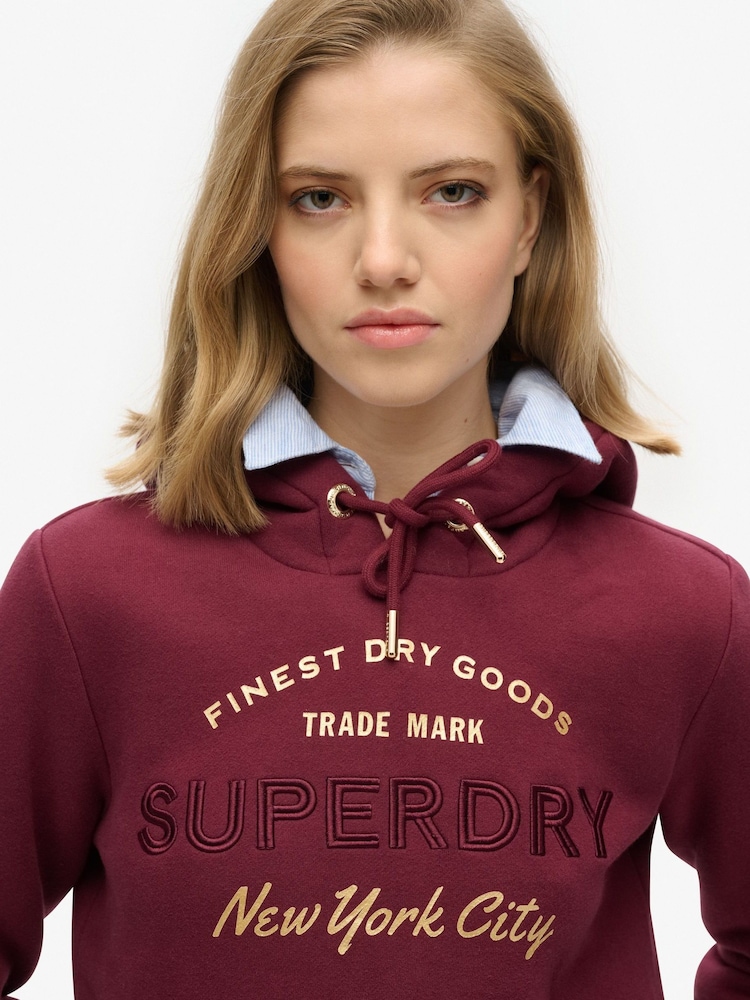 Superdry Purple Luxe Metallic Logo Hoodie - Image 3 of 3