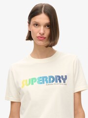 Superdry Cream Rainbow Logo Relaxed T-Shirt - Image 3 of 3