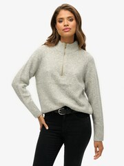 Superdry Grey Brushed Half Zip Jumper - Image 1 of 4