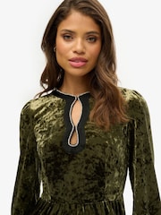 Superdry Green Diamante Velvet Mini Dress - Image 3 of 4