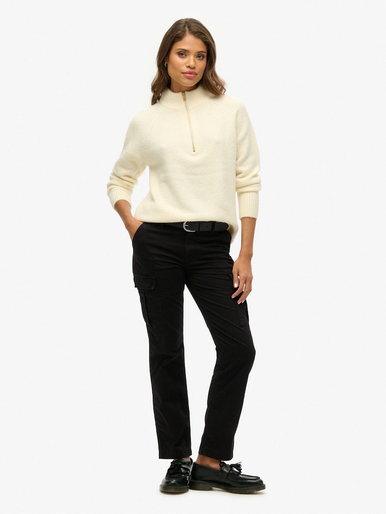 Superdry Cream Brushed Half Zip Jumper - Image 2 of 3