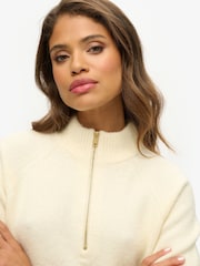 Superdry Cream Brushed Half Zip Jumper - Image 3 of 3