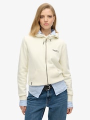 Superdry Off White Essential Logo Zip Hoodie - Image 1 of 3