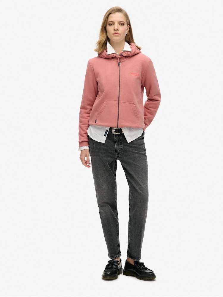 Superdry Light Pink Essential Logo Zip Hoodie - Image 2 of 3