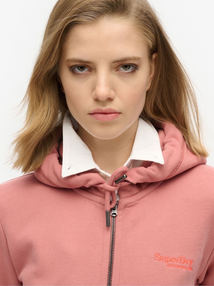 Superdry Light Pink Essential Logo Zip Hoodie - Image 3 of 3