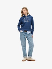 Superdry Blue Luxe Metallic Logo Hoodie - Image 2 of 3