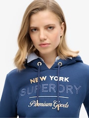 Superdry Blue Luxe Metallic Logo Hoodie - Image 3 of 3