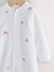 Ecru Rainbow Embroidered 2.5 TOG Fleece Baby Sleep Bag - Image 3 of 10
