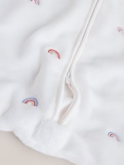 Ecru Rainbow Embroidered 2.5 TOG Fleece Baby Sleep Bag - Image 5 of 10