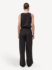 St Agni Brown Wool Pinstripe Tapered Trousers - Image 2 of 8