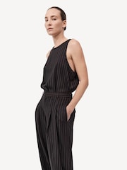 St Agni Brown Wool Pinstripe Tapered Trousers - Image 5 of 8