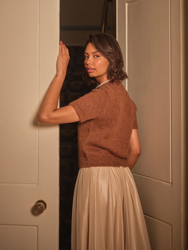FatFace Elsie Brown Fluffy Cardigan - Image 2 of 4