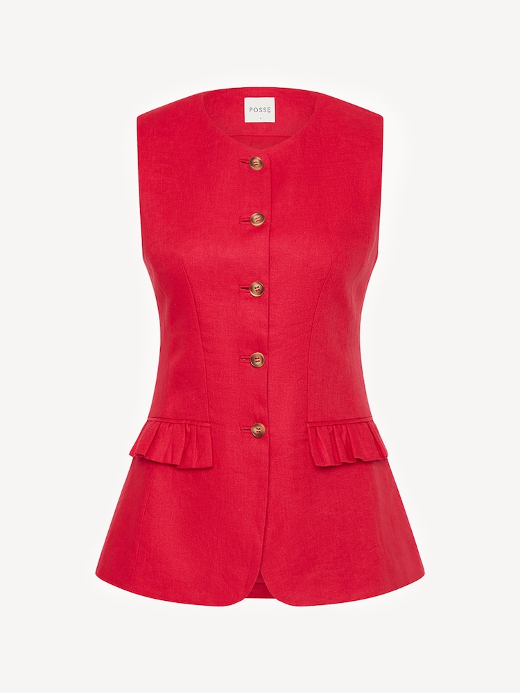 Posse Red Matilda Linen Waistcoat - Image 7 of 7