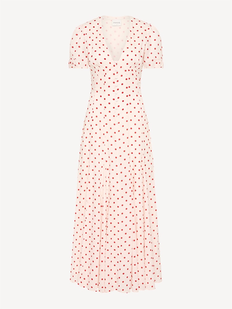Posse White Paloma Polka Dot Midi Dress - Image 7 of 7