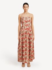 Posse Red Rosalie Floral Linen Midi Dress - Image 1 of 5