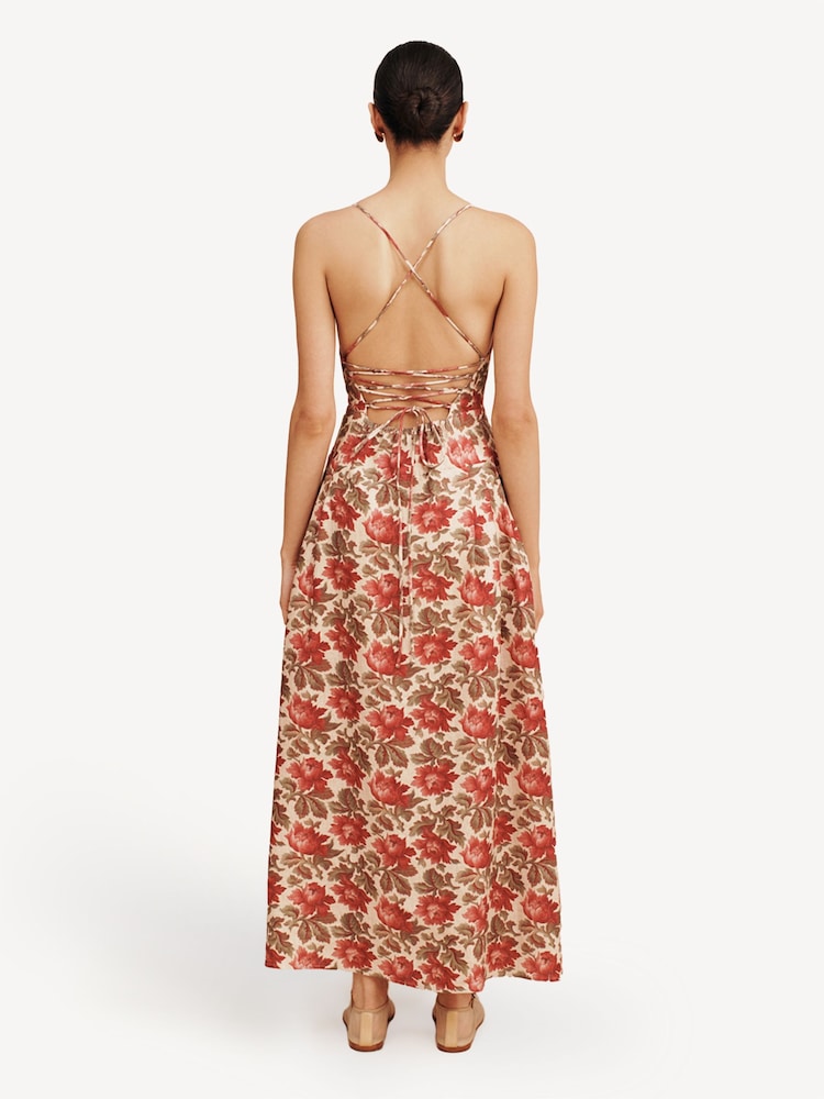 Posse Red Rosalie Floral Linen Midi Dress - Image 2 of 5