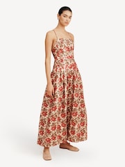 Posse Red Rosalie Floral Linen Midi Dress - Image 3 of 5