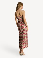 Posse Red Rosalie Floral Linen Strapless Midi Dress - Image 3 of 6