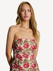 Posse Red Rosalie Floral Linen Strapless Midi Dress - Image 4 of 6