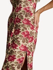 Posse Red Rosalie Floral Linen Strapless Midi Dress - Image 5 of 6