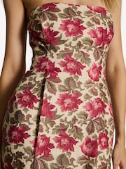 Posse Red Rosalie Floral Linen Strapless Midi Dress - Image 6 of 6